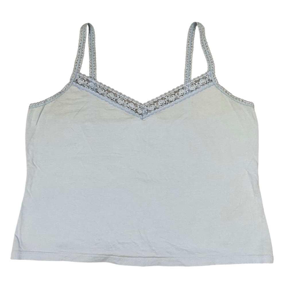 Y2K Intimates Women's Lace Trim Cami‎ Tank Top Light Blue Size XXL